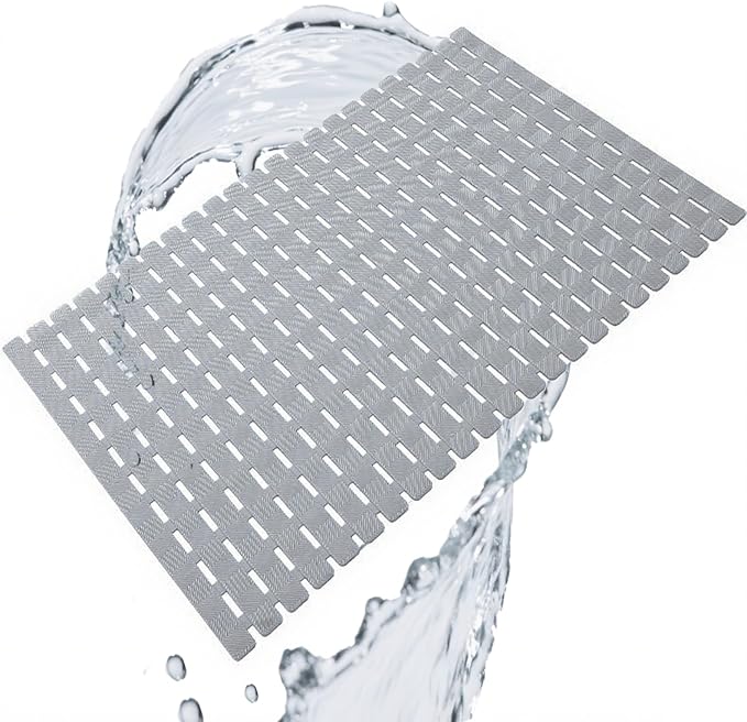 Anti-Slip Bath Bathtub Mat 27.5 x 15.7 inches Bathroom Anti-Slip Home Bathroom Shower Drain Slip-Resistant Suction Cup Mat Bathtub Massage Foot Mat Washable Quick-Dry