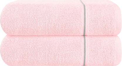 MyOwn Cotton 2 Pack Oversized Bath Towel Set 28x55 inches, Large Bath Towels, Ultra Absorbant Compact Quickdry & Lightweight Towel, Ideal for Gym Travel Camp Pool - Pink