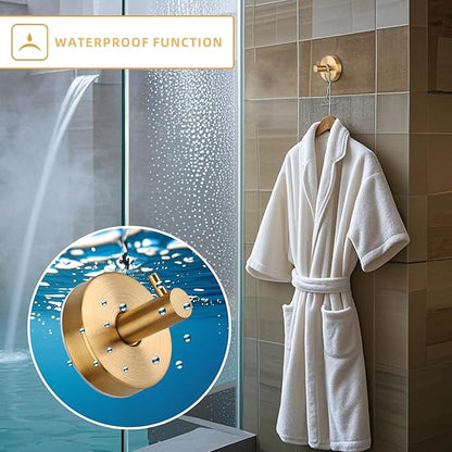 2 Pcs Suction Shower Hooks, Stainless Steel Gold Suction Cup Hook, Removable Shower Holder Towel Rack for Bathroom, Kitchen Glass Door Wall for 15 Lb Heavy Duty Clothes - Gold