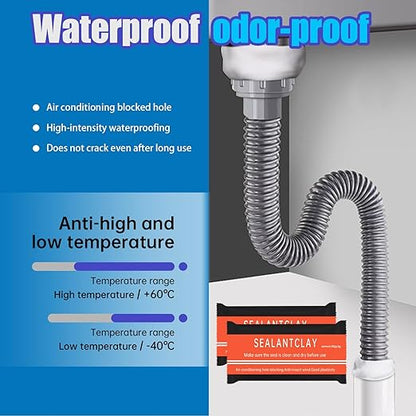 Duct Seal Repair Sealing Clay, White Waterproof Sealant Putty, Quick Mending Mud for Air Conditioning Gaps, Wall Holes, Drain Pipe Connections (Pack of 8)