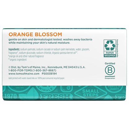 Tom’s of Maine Natural Beauty Bar Soap For Women and Men, Orange Blossom, 5 oz Bar (Pack of 6)
