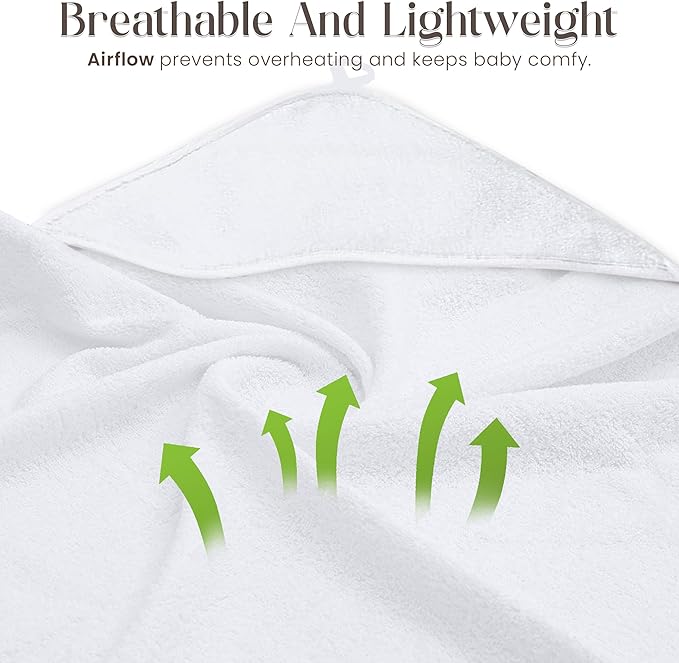Bamboo Hooded Baby Towel with Face Cloth – 2 Hooded Towels (29x29 inches) & 2 Washcloths (9x9 inches) – Ultra Soft, Absorbent & Cozy Bath Set for Newborns and Infants