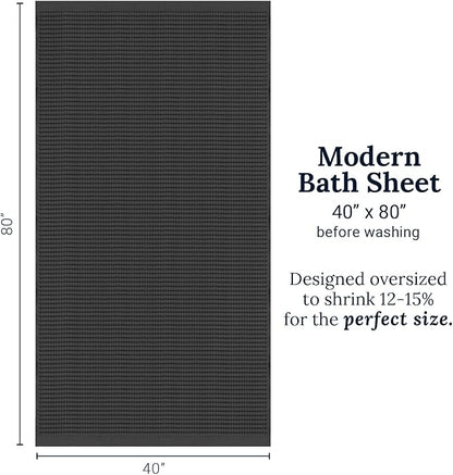 GILDEN TREE Waffle Bath Sheet Quick Dry Towel, Thin Luxury Bath Towels, 40x80 Large Bath Towels 2 Pack Bath Sheets, Modern Style (Faded Black)