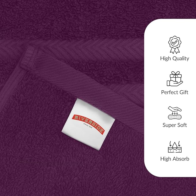 RIVERSIDE Pack of 2 Extra Large Bath Sheets 35 x 70 Inches - 100% Ring Spun Cotton Hotel Quality Oversized Bath Towels - Super Soft, Highly Absorbent & Quicker to Dry - Purple Passion