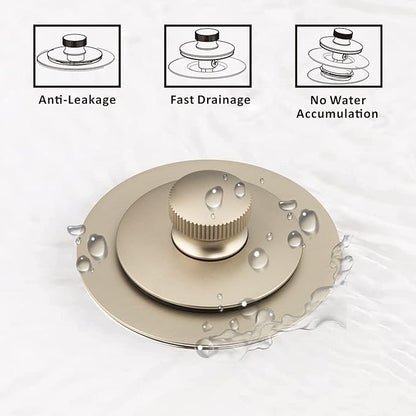Artiwell Universal Lift and Turn Bath Drain Stopper and Cover, Bathtub Drain Stopper, Replaces Lift and Turn, Tip-Toe and Trip Lever drains for Tub, EZ Installation and Clearing (Brushed Nickel)