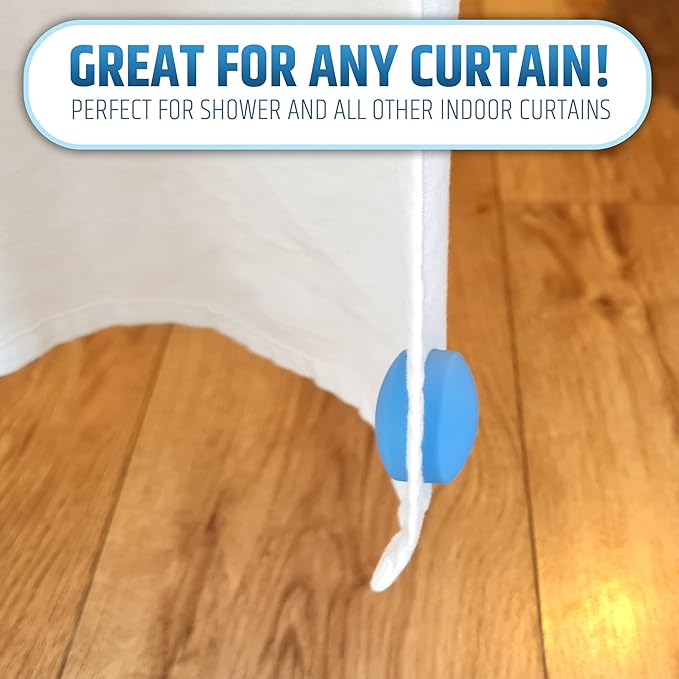 Powerful Anti-Billowing Magnetic Shower Curtain Weights for Splash-Free Bath Experience - 360° Silicone Wrapped - Will Never Rust - Heavy Magnets Prevent Curtain Liners from Blowing | 4 Pairs | Blue