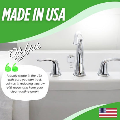 Oh Yuk Tub and Tile Cleaner – Concentrate Refill Makes 4 Bottles | Dissolves Soap Scum and Grime | Use on Tubs, Tile, and Shower Walls | Biodegradable, Vegan, Cruelty-Free | Made in USA