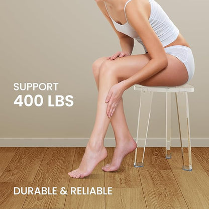 Acrylic Corner Shower Stool for Shaving Legs 11.65" D X 11.94" W X 16.34" H, Heavy Duty Shower Foot Rest, for Inside Shower, Waterproof Non-Slip