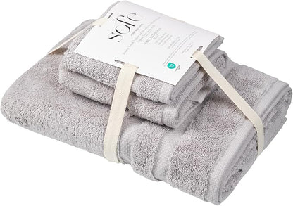 SOFE H&L | Olea Luxury Turkish Cotton Bath Towels Set of 3 : 1 Bath Towel, 1 Hand Towel, 1 Wash Cloths, Cool Gray |Thick, Premium, Soft, Durable, Absorbent - Hotel Quality Towel Sets for Bathroom