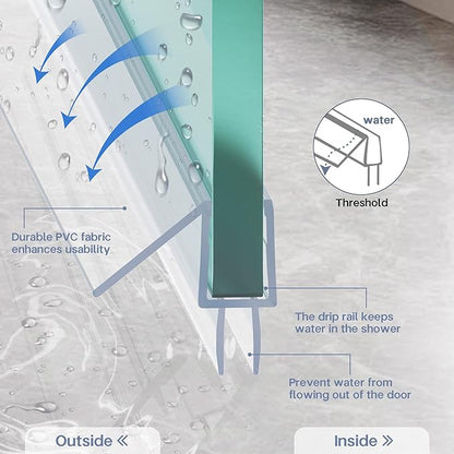 2-Pack Shower Door Bottom Seal, (1/4" x 39") Ultra Clear Shower Door Seal Dtrip, Stop Shower Leaks and Create A Water Barrier