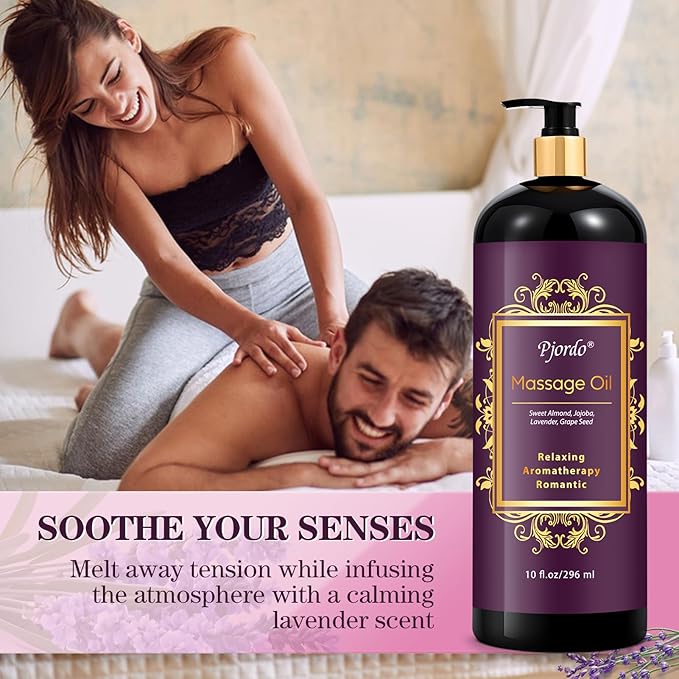 2 Pack Massage Oil for Massage Therapy, Lilac Oil, Lavender Massage Oil for Skin, with Massage Roller Ball, Natural Body Oil for Calming, Aromatic, Soothing, Christmas Spa Gifts for Him Her