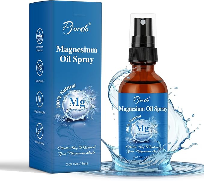 Magnesium Oil Spray for Feet, Body & Sleep, 100% Pure & Natural Organic Topical Magnesium Chloride Oil Spray for Caring Body, Easy to Carry and Use, Rapidly Absorbed