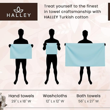 HALLEY Turkish Cotton Towels (Set of 4) 1 Bath Towel 1 Hand Towel 2 Washcloths, Super Soft Highly Absorbent 100% Cotton Towels for Bathroom and Kitchen for Mother’s Day (Taupe)