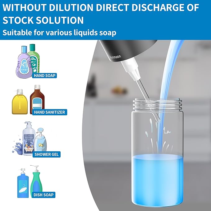 Aunmaon Automatic Touchless Soap Dispenser, Upgrade 15 Adjustable Volume for Thick and Thin Liquid, Hands Free for Kitchen & Bathroom