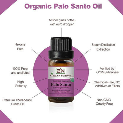 Palo Santo Essential Oil USDA Certified Organic, 100% Pure Natural Premium Grade, Undiluted