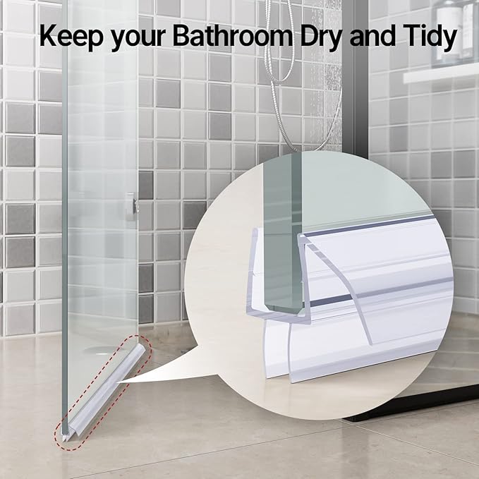 AmazerBath Frameless Shower Door Bottom Seal 39 inch (Set of 2) - Clear, Suitable for 3/8 Inch Glass, Modern Style