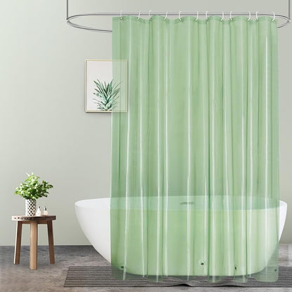 UFRIDAY Green Clear 72 x 84 Shower Curtain Liner,Extra Long Clear Shower Curtain Liner 84 inches Long,12 Rust Resistant Metal Grommets, 5 Weighted Magnet Hem
