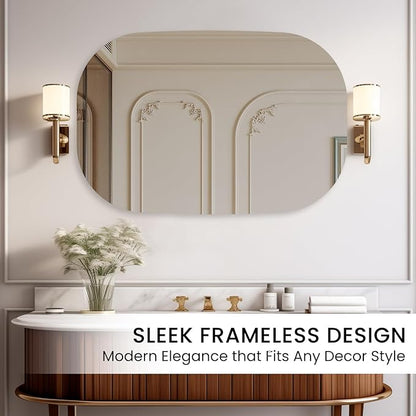 VASUHOME Frameless Bathroom Mirror, 24 x 36 Inch Wall Vanity Mirror, Large Wall Mounted Mirrors for Bathroom, Living Room, Bedroom