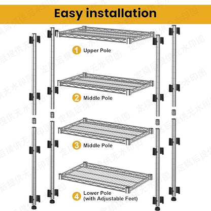 Metal Shelving Unit 4 Tier Storage Shelves Rack Metal Shelf Adjustable Wire Shelving Units Storage Shelving Heavy-Duty 2200 LBS rganizer for Pantry Garage Laundry Bathroom Kitchen Closet Utility Room