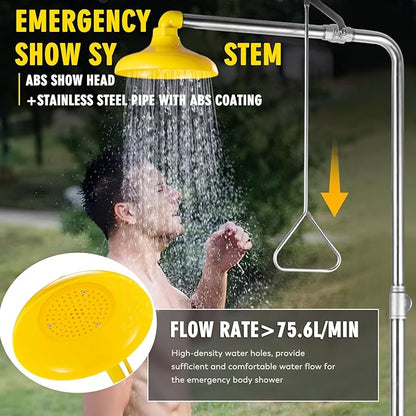 CGOLDENWALL Emergency Shower Eye Wash Station Safety Shower Station Eyewash Station, 304 Stainless Steel, NPT Threads, with Emergency Sign