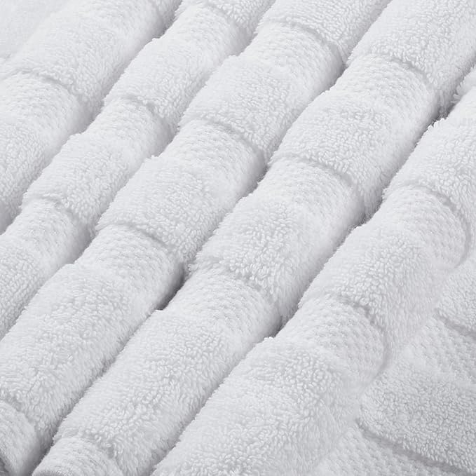 SOFE H&L | Olea Towel Set | 100% Cotton Premium Turkish Towels for Bathroom | Soft, Absorbent, Durable (White, Set of 4 - Washcloth)