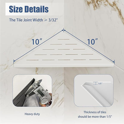 Neodrain 10 Inch Golden Corner Wall Shelf Set of 2, Floating Corner Shelves for Wall, 304 Stainless Steel Shower Storage Shelves for Bathroom,No Drilling