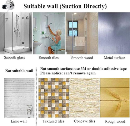 JiePai Vacuum Suction Cup Shower Head Holder,Adhesive Adjustable Suction Handheld Shower Holder Bracket,Removable Wall Mount Holder for Bathroom,Chrome