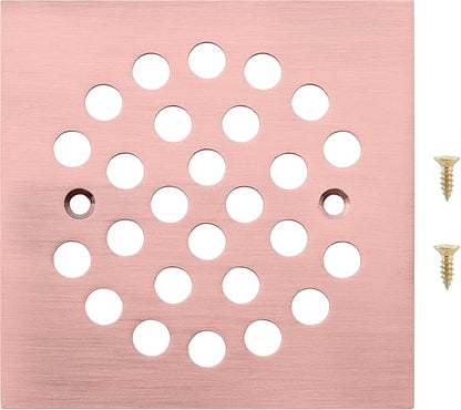 Square 4-1/4 Inch Screw-in Shower Drain Cover Replacement Square Floor Drainer Grate,Brushed Nickel,Brushed Gold,Oil Rubbed Bronze,Chrome (Antique Copper)
