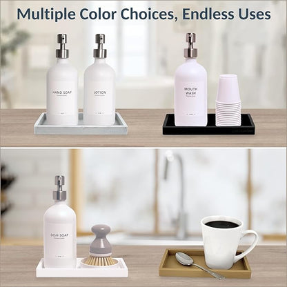 Countertop and Vanity Tray – Small 7.7" Silicone Soap Dispenser Trays, Flexible Bathroom Trays, Dish Soap Holder Kitchen Counter Caddy, Organizer Sink Tray for Soaps Bottles, Sponge, Keys