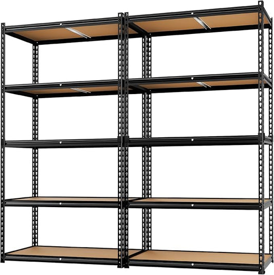 LEVELEVE 5-Tier Heavy Duty Storage Shelving Unit, 2000 lbs Capacity, Adjustable Metal Utility Shelf, 48" L x 18" W x 73" H for Garage, Kitchen, Pantry, Basement, Bathroom, Laundry,2 Pack