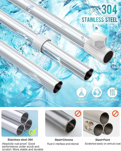 4 Layer Corner Shower Caddy, Stainless Steel Constant Tension Pole Shower Organizer, Adjustable Corner Shower Shelf, Rustproof 3.3 to 9.8 ft