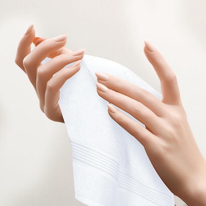 Belizzi Home Ultra Soft Cotton 6 -Piece Hand Towel Set 16x24, Ideal for use in Bathroom, Kitchen, Gym, Spa - Compact, Eco-Friendly, Lightweight - Multi Purpose Hand Towels - White