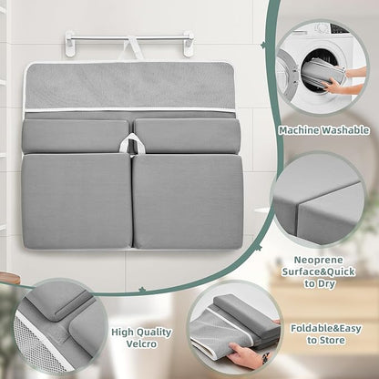 IFNOW Baby Bath Kneeler and Elbow Rest Pad Set- 26'' Extra Long and 2.4'' Thick- with Back Brace，Quick Dry Kneeling Pad for Bathing Baby with Knee & Arm Support, Non-Slip Bathtub Mat with Organizer