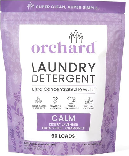 Orchard Laundry Detergent Powder Natural Deep Cleaning Laundry Powder for Sensitive Skin - Lavender Chamomile - Plant Based Effective Ingredients - 3.5lbs - Enzyme-Powered, Eco Friendly Detergent