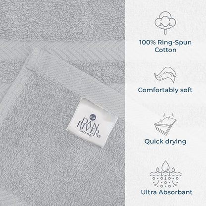 DAN RIVER 2 Pack Luxury Bath Sheets 35x70, 600 GSM, Soft & Quick Dry 100% Ring Spun Cotton Towels Ideal for Hotels, Spas, Gyms & Salons Extra Large, Silver
