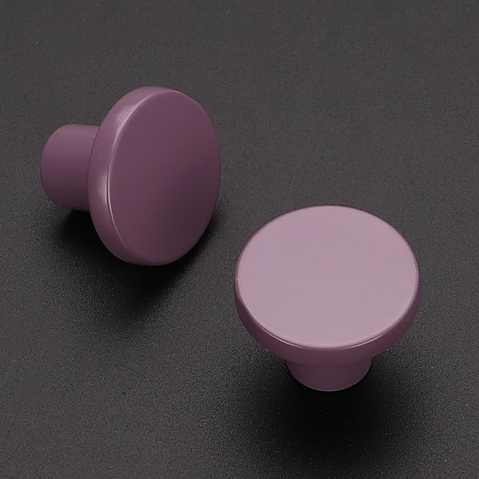 Ravinte 3 Pack Cabinet Knobs Purple Kitchen Cabinet Knobs Round Dresser Drawer Pulls Closet Door Pulls 1-1/5 Inch