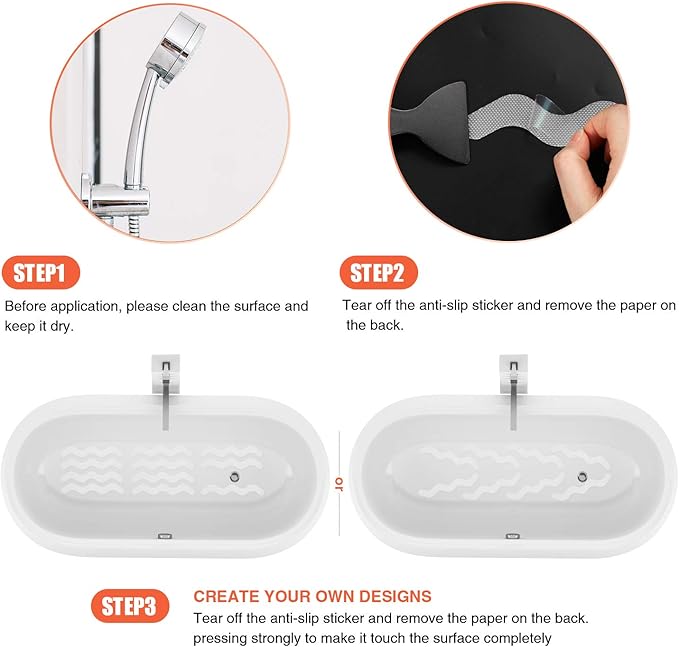 Patented 36 PCS Anti Slip Shower Stickers, Safety Bathtub Strips Adhesive Decals with Premium Scraper for Bath Tub Shower Stairs
