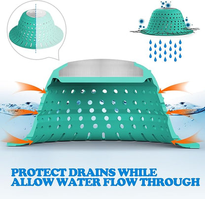 zaa Bathtub Drain Hair Catcher, Silicone Collapsible 1 Pack Drain Protector for Pop-Up and Regular Drains of Shower, Bathtub, Tub, Bathroom, Sink, Mint Green