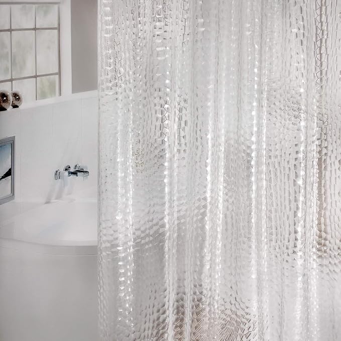 WELTRXE EVA Shower Curtain Liner with Magnets, 72 x 78 Inch Waterproof 3D Water Cube Clear Bathroom Shower Curtains, No Chemical Smell, Heavy Duty, Extra Long for Shower Stall, Bathtubs, 12 Hooks