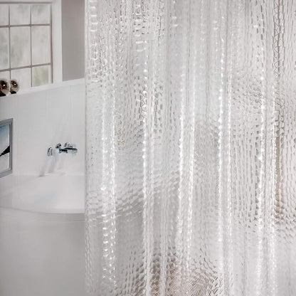 WELTRXE Shower Curtain Liner 8G EVA with 3 Magnets, Waterproof Clear Shower Curtains with 3D Water Cube Design, Heavy Duty Plastic Bathroom Shower Liner for Shower Stall, Bathtubs, 72 x 72,12 Hooks
