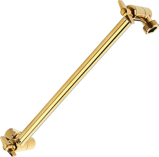 11 Inch Adjustable Shower Head Extension Arm With Locking Set Screw, Singing Rain Brass Egyptian Gold Angle Height Adjustable, Easy To Install, G1/2 Universal Connector Compatible (Egyptian Gold)