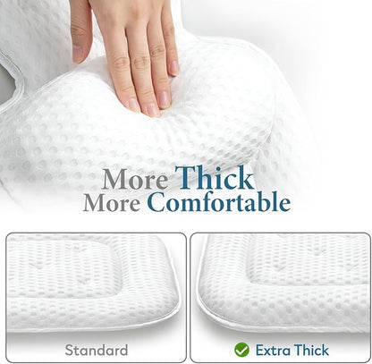 Bath Pillows for Tub, Cozy Bathtub Cushion for Head and Neck with Soft 5D Mesh Fabric and 54 Non-Slip Suction Cups, Relaxing Tub Shower Accessories Spa Gifts White Extra Thick