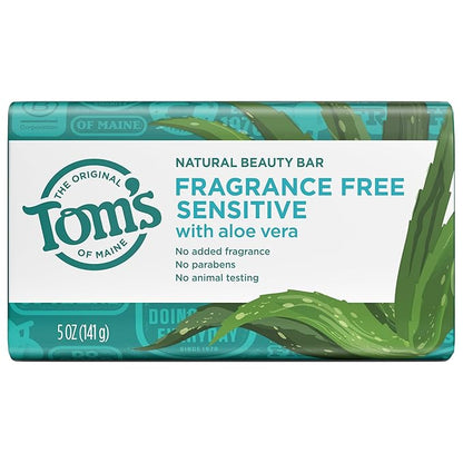Tom’s of Maine Natural Beauty Bar Soap For Women and Men, Fragrance Free, Sensitive Skin, 5 oz Bar (Pack of 6)