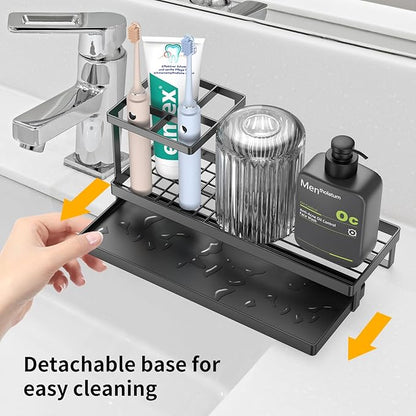 Toothbrush Holders for Bathrooms, Tooth Brushing Holder Electric Toothbrush and Toothpaste Organizer Bathroom Accessories for Countertop, Shower, Black