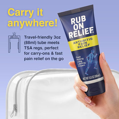 RUB ON RELIEF Topical Pain Relief Cream - Non-Greasy Joints Pain Cream for Knees, Shoulders & Back, Targeted Arthritis & Muscle Aches with Arnica, MSM, Turmeric, Aloe Vera, & Castor Oil- 3 oz (3 Pack)