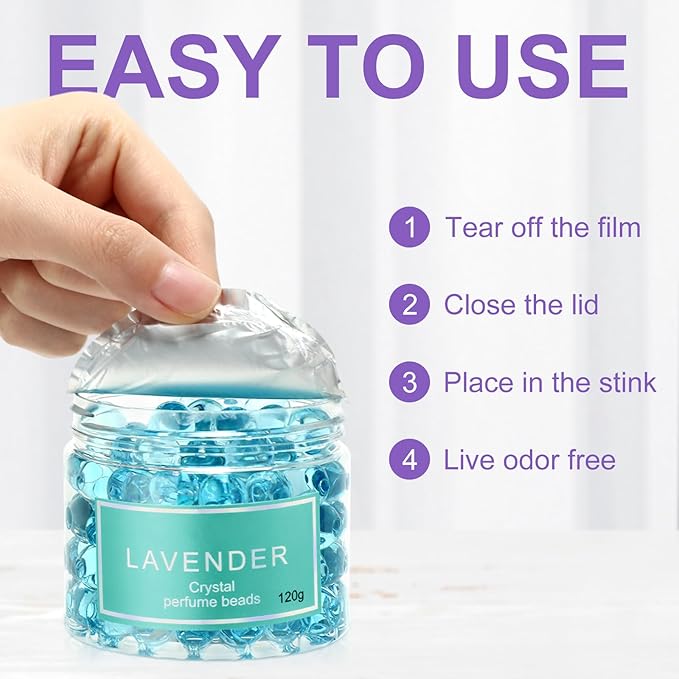 10 Pack Odor Eliminator Gel Beads, Pet Scents Gel Deodorizing Air Fresheners Beads Care for Home 4 oz Odor Eliminates in Bathrooms Cars Boats (Lemon, Sea, Rose, Jasmine, Lavender)