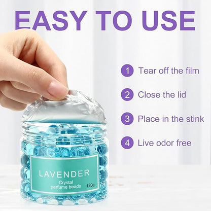 10 Pack Odor Eliminator Gel Beads, Pet Scents Gel Deodorizing Air Fresheners Beads Care for Home 4 oz Odor Eliminates in Bathrooms Cars Boats (Lemon, Sea, Rose, Jasmine, Lavender)