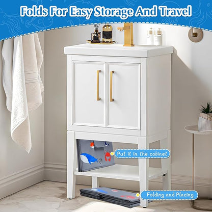 Portable Foldable Baby Bathtub with Drain Plug, 30" L x 15.2" W x 8.6" H Kids Travel Tub, Converts Shower to Tub, No Assembly Folds Flat for Storage, for Infant Toddler 6M-5 Years