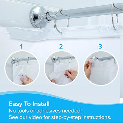 SlipX Solutions No Mess Splash Guard for Shower & Bathtub Curtain Liners | Bath Accessories to Keep Water Where It Belongs for Non-Slip Bathroom Floor | Adhesive Free, Easy to Attach | 2 Per Pack