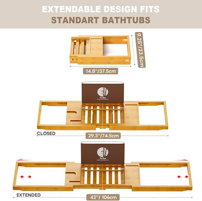 Yirilan Bathtub Trays for Tub,Bath Tray, Foldable Bathtub Caddy,Bamboo